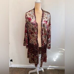 Stevie hender velvet floral cardigan size large boho